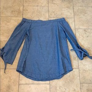 chambray off the shoulders top